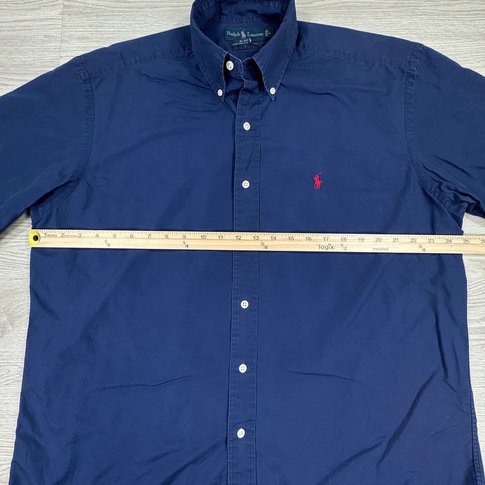 Ralph Lauren Navy Short Sleeve Button-Down with Red Polo Emblem - Picture 4 of 7